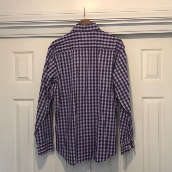 Mens Bugatchi size XL button up. Purple & white - Picture 3 of 4